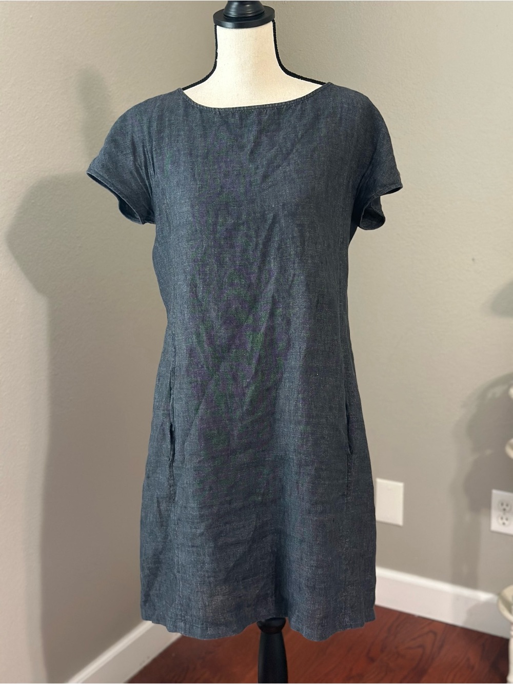 Eileen Fisher Dark Indigo Linen Dress - Navy Blue